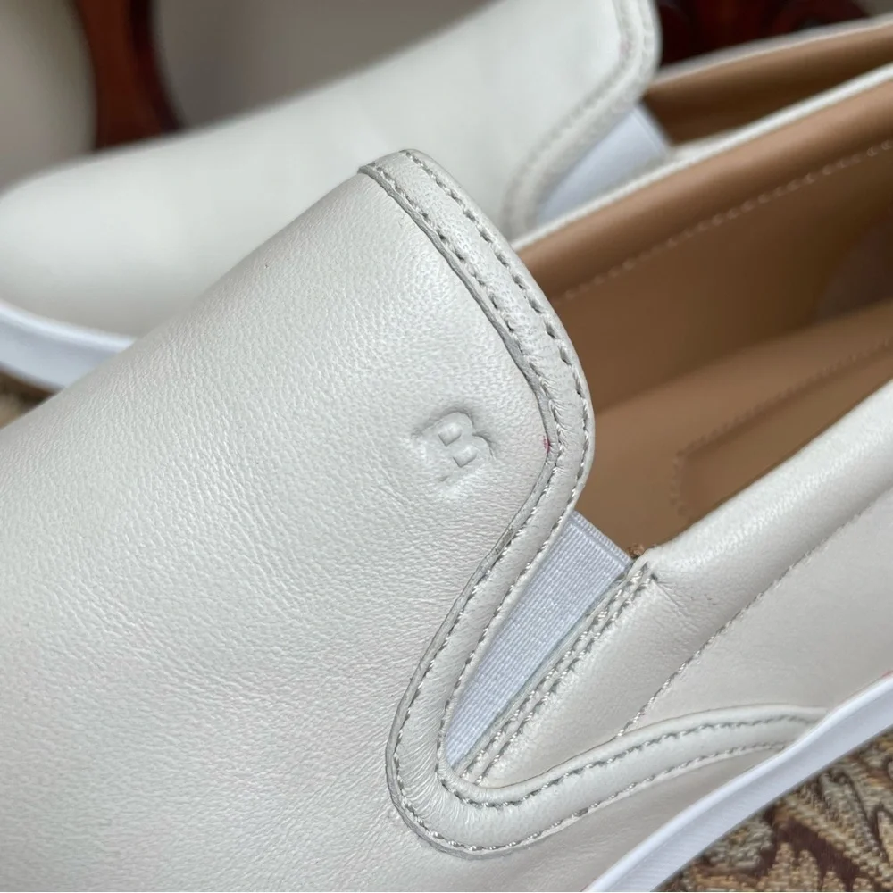 New Bally Hinka Bone White Lamb Leather Slip On Loafer Sneakers Size 10 NWOB